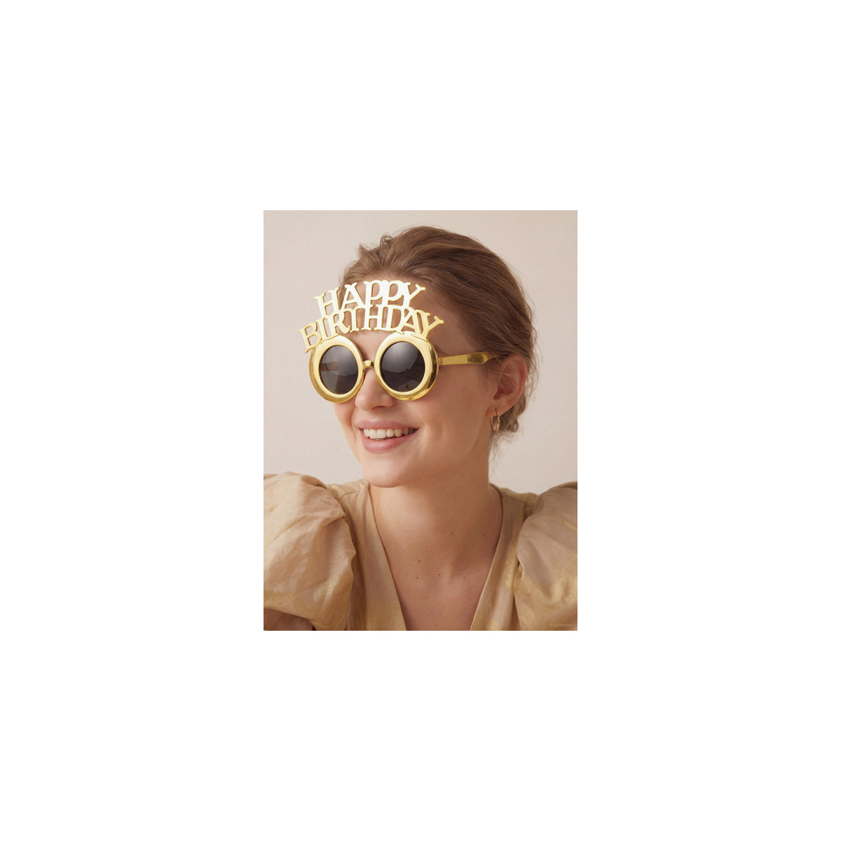 Glasses Happy Birthday, 16.5x11.5 cm, cold gold
