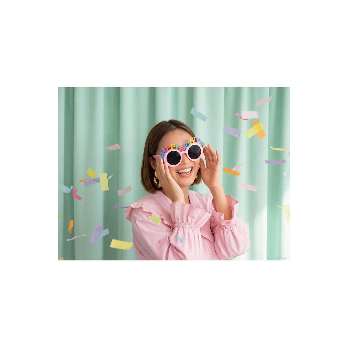 Glasses Happy Birthday, 18.5x7.5 cm, pink
