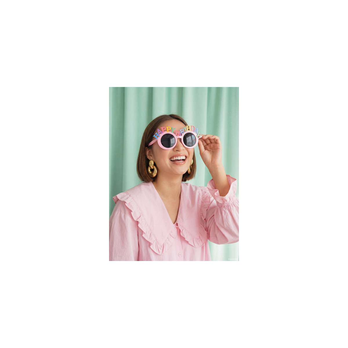Glasses Happy Birthday, 18.5x7.5 cm, pink