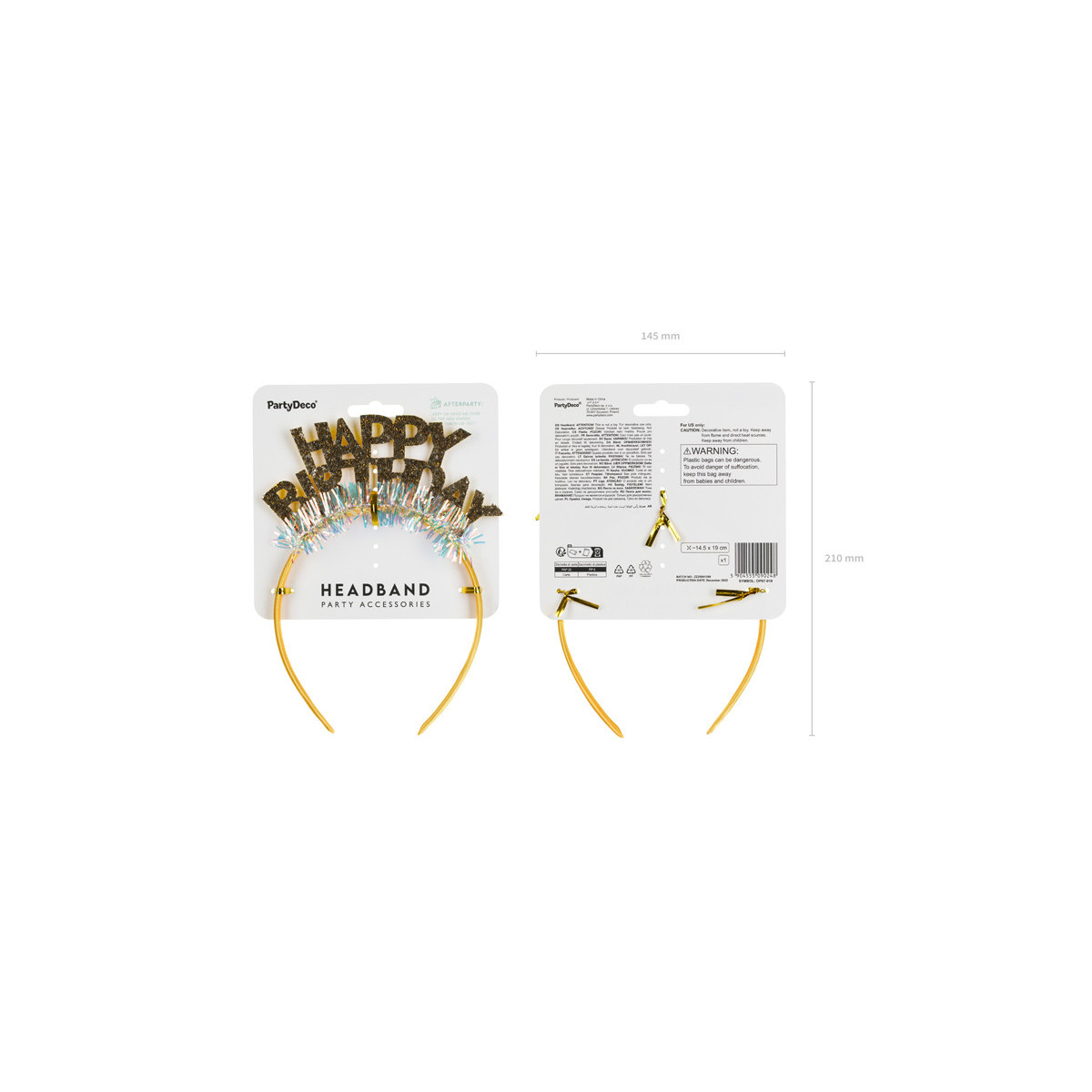 Headband Happy Birthday, 14.5x19 cm, gold Headband Happy Birthday, 14.5x19 cm, gold