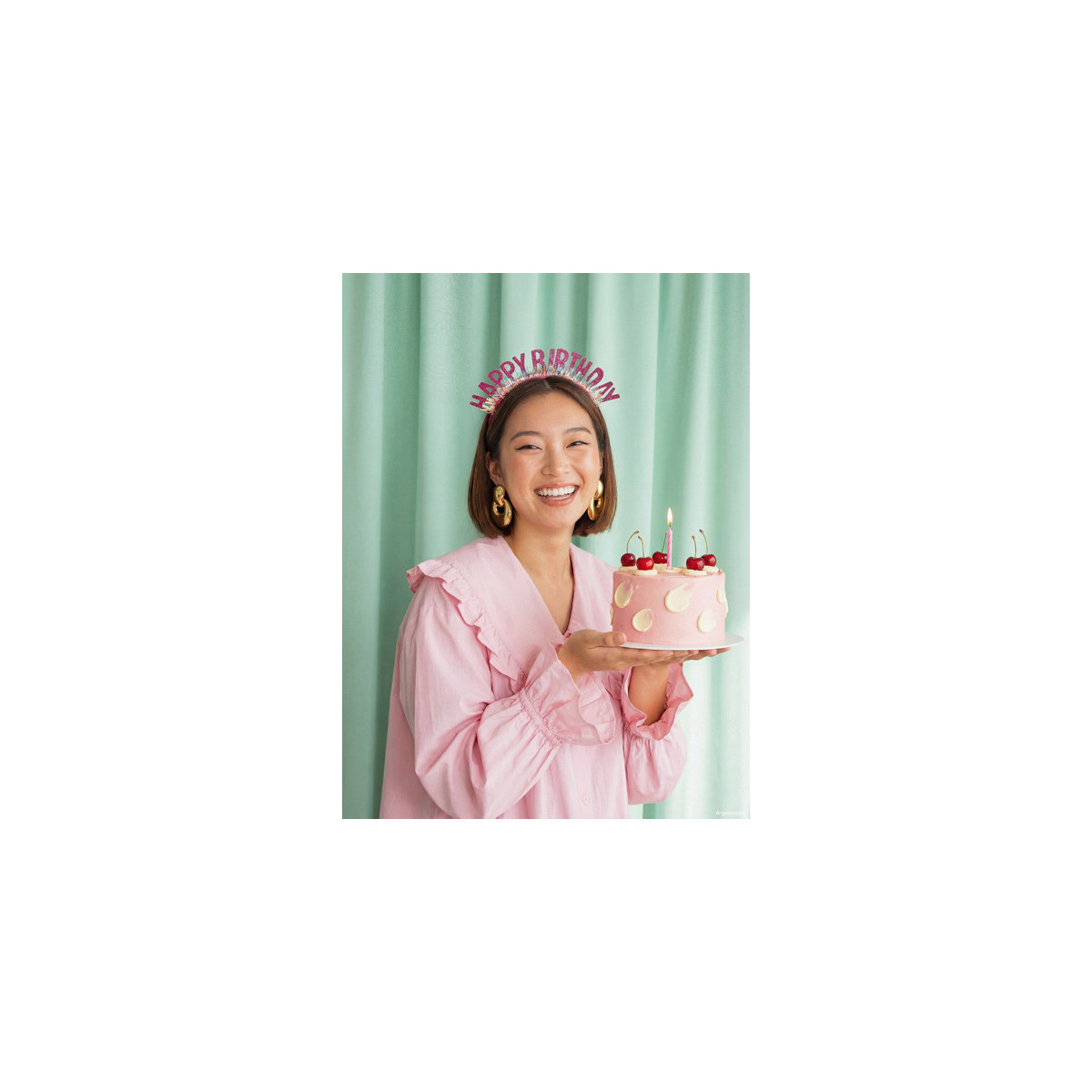 Headband Happy Birthday, 18x18 cm, pink Headband Happy Birthday, 18x18 cm, pink