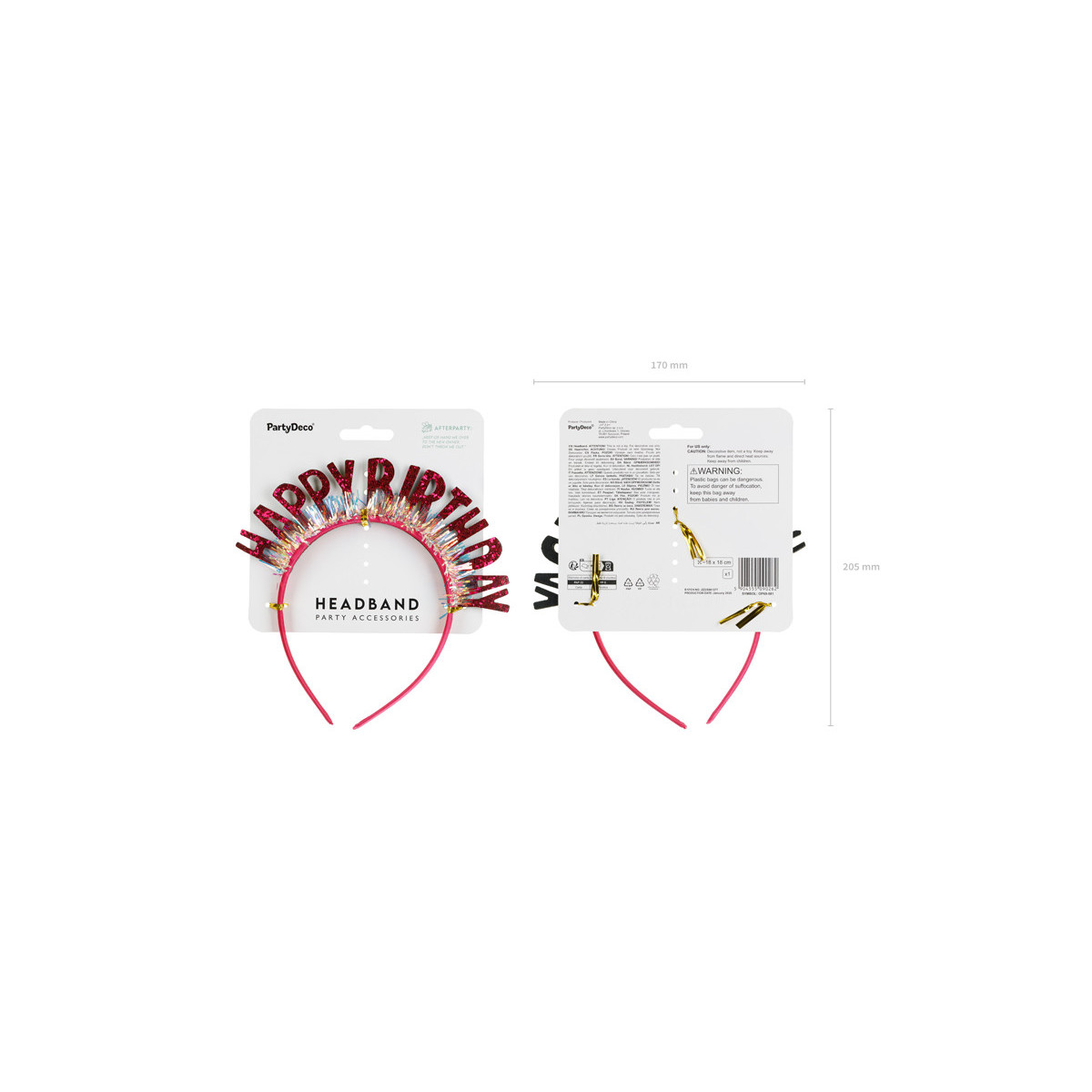 Headband Happy Birthday, 18x18 cm, pink Headband Happy Birthday, 18x18 cm, pink