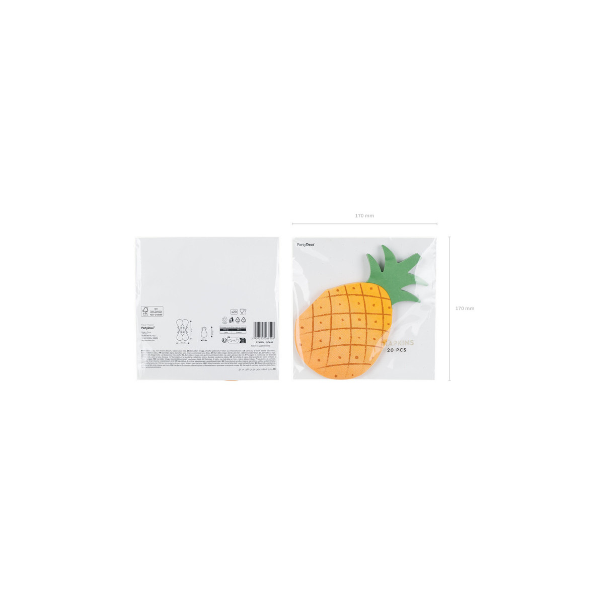 Napkins Pineapple, 18.5x10.2 cm, mix (1 pkt / 20 pc.) Napkins Pineapple, 18.5x10.2 cm, mix (1 pkt / 20 pc.)