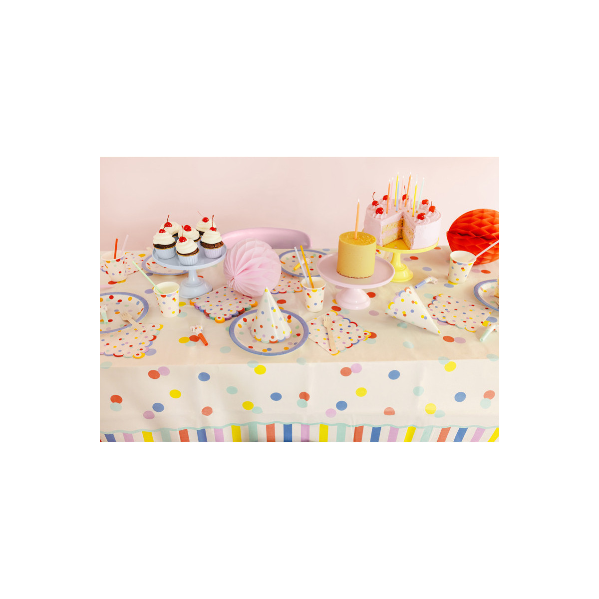Paper tablecloth Confetti, mix, 180x120 cm