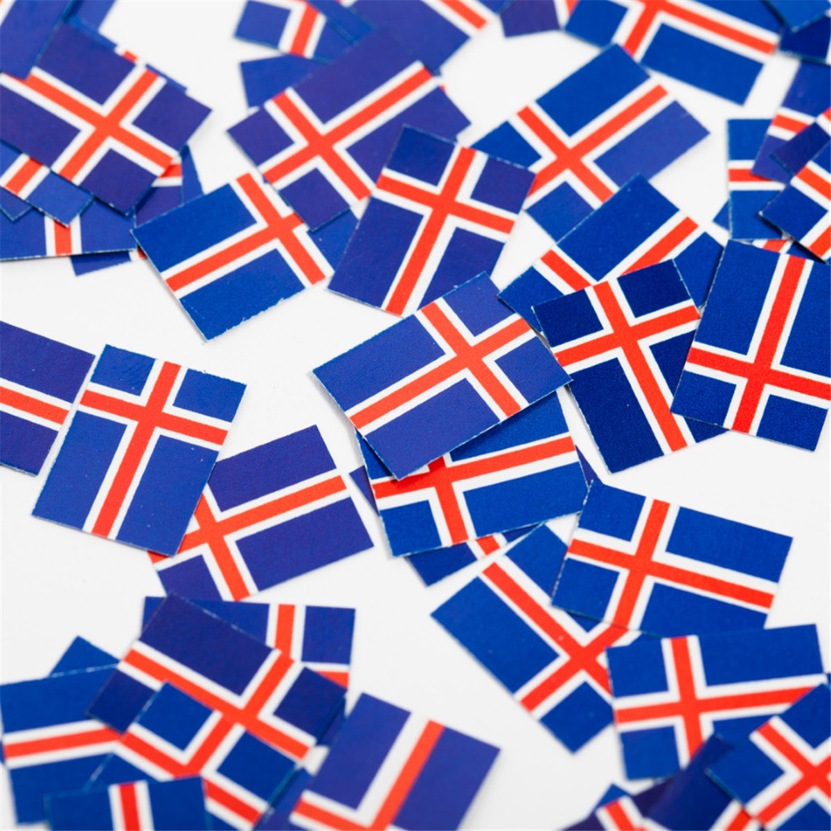 150 stk. Strøflag i papir Island blå hvid rød 150 stk. Strøflag i papir Island blå hvid rød