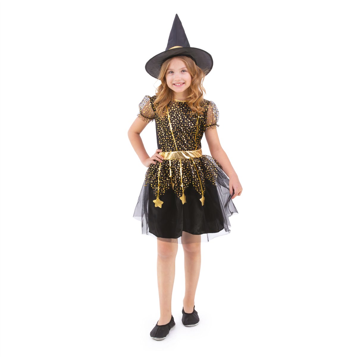 Heksekostume elgance guld 120-130 cm Heksekostume elgance guld 120-130 cm
