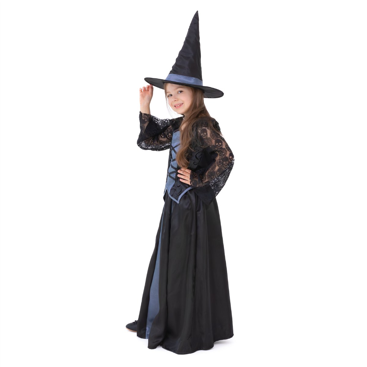 Heksekostume lang sort og grå kjole 110-120 cm Heksekostume lang sort og grå kjole 110-120 cm