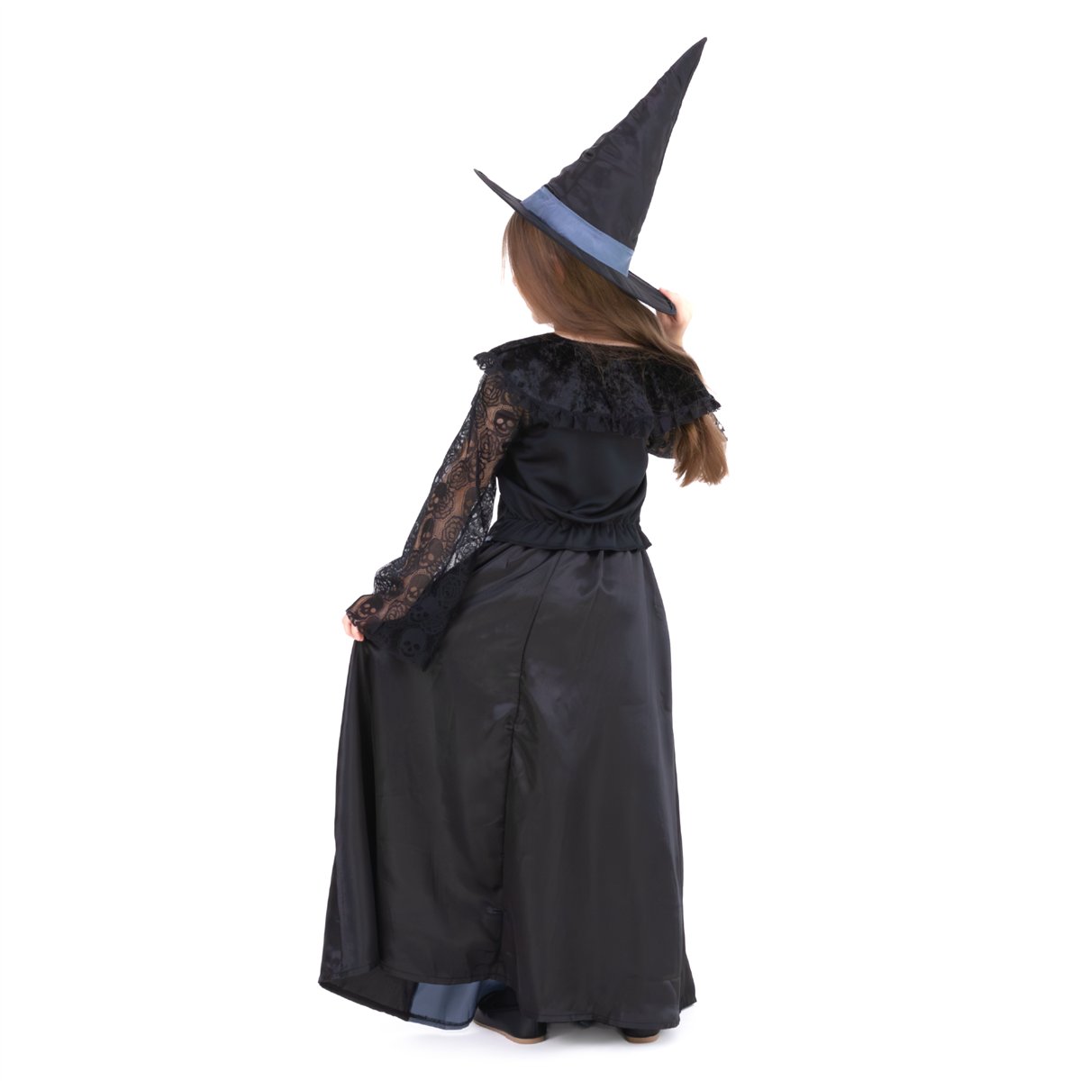 Heksekostume lang sort og grå kjole 110-120 cm Heksekostume lang sort og grå kjole 110-120 cm