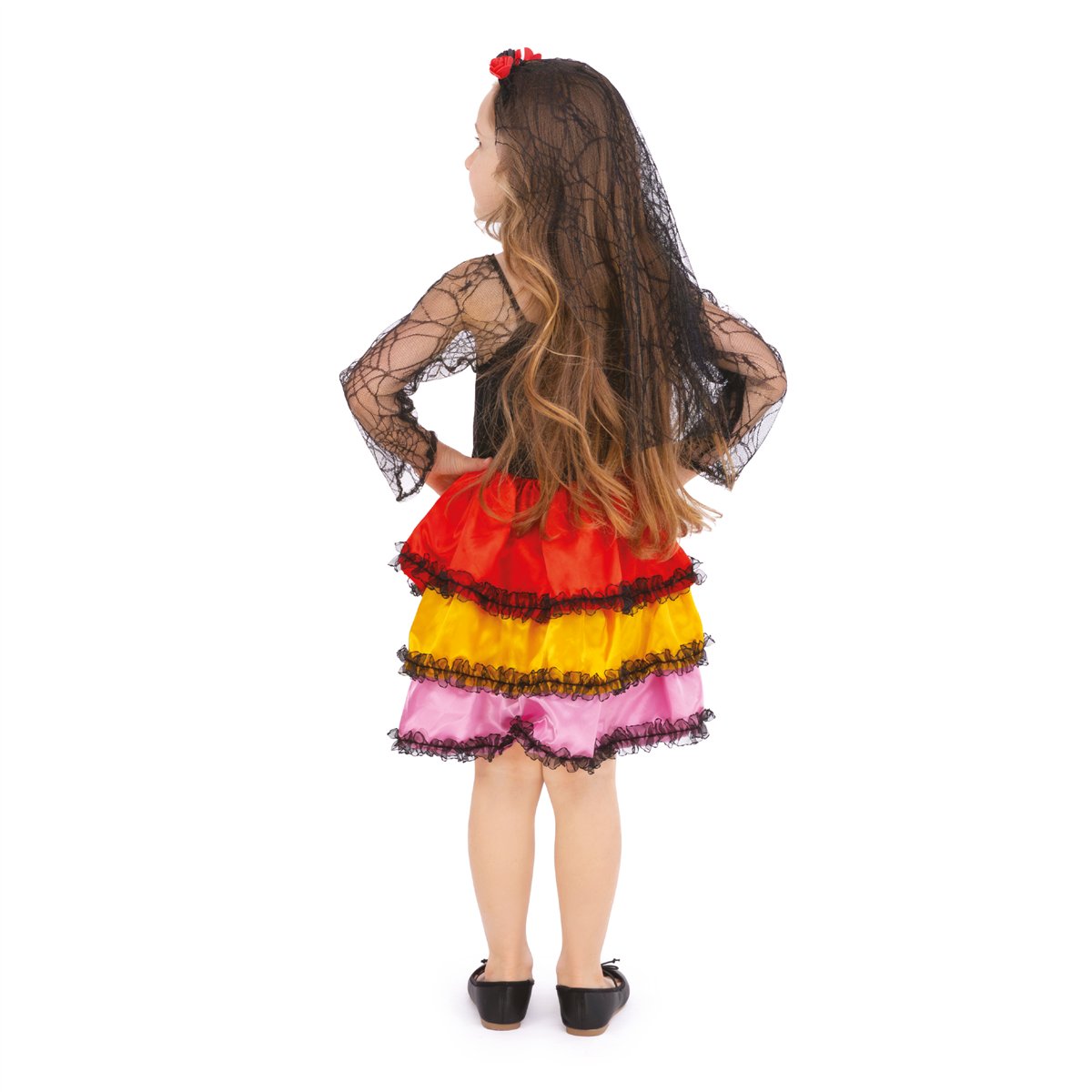 Halloween mexicansk skeletkjole knoglemønster 130-140 cm Halloween mexicansk skeletkjole knoglemønster 130-140 cm