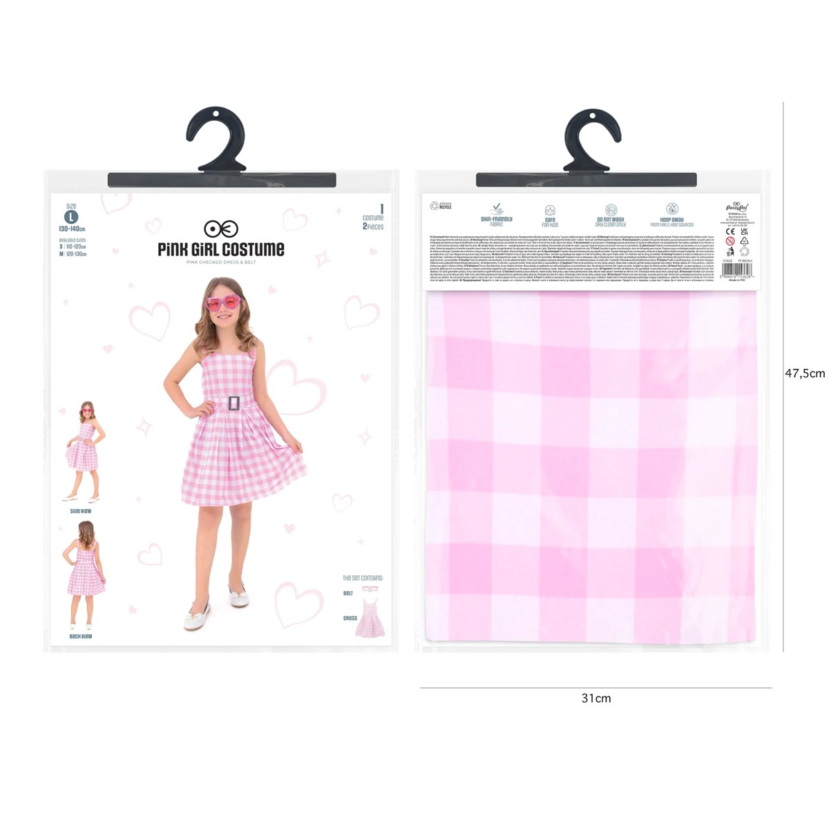Pin Up-kjole pink ternet 130-140 cm