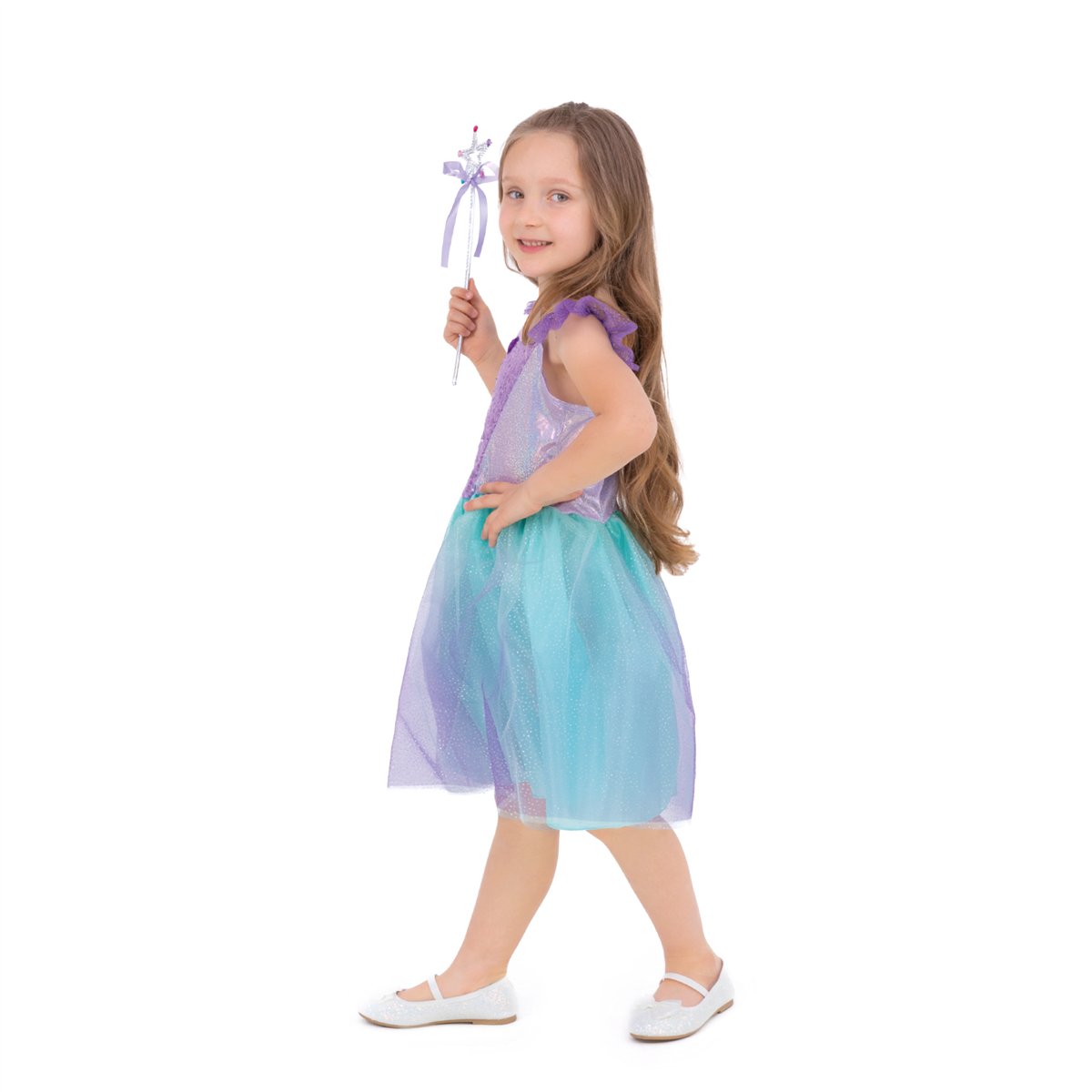Prinsessekjole lilla og mintgrønt 110-120 cm Prinsessekjole lilla og mintgrønt 110-120 cm