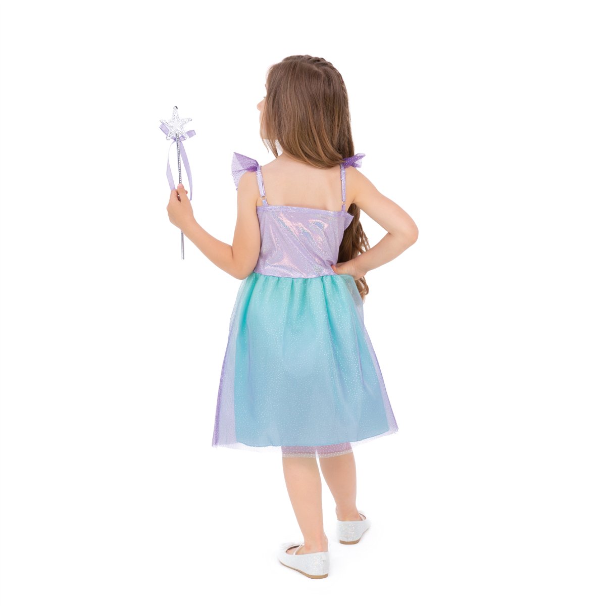 Prinsessekjole lilla og mintgrønt 110-120 cm Prinsessekjole lilla og mintgrønt 110-120 cm