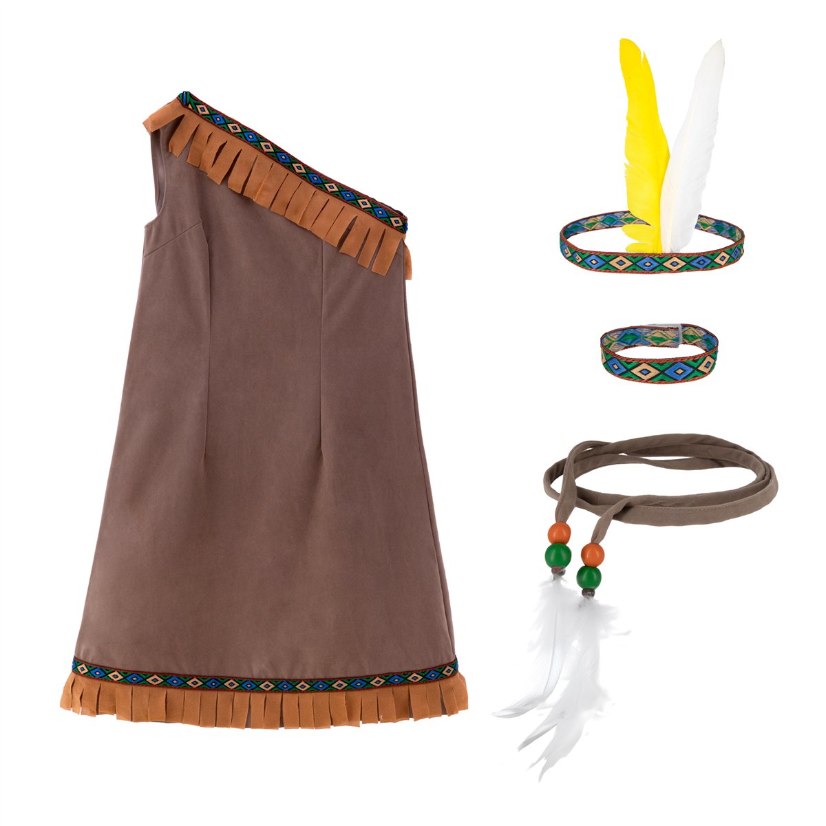 Indian kostume kjole og tilbehør 140-150 cm Indian kostume kjole og tilbehør 140-150 cm