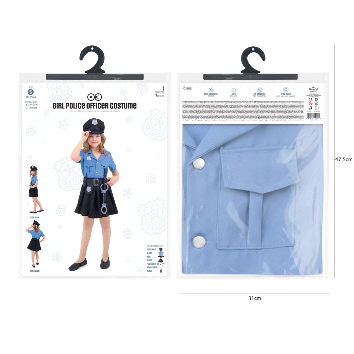 Politibetjent uniform kostume 110-120 cm