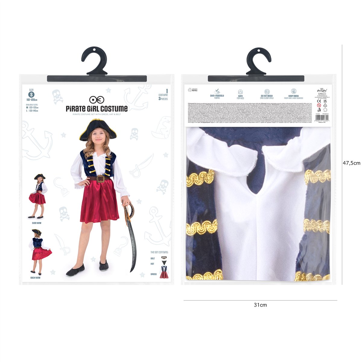 Piratkostume komplet s&aelig;t 110-120 cm