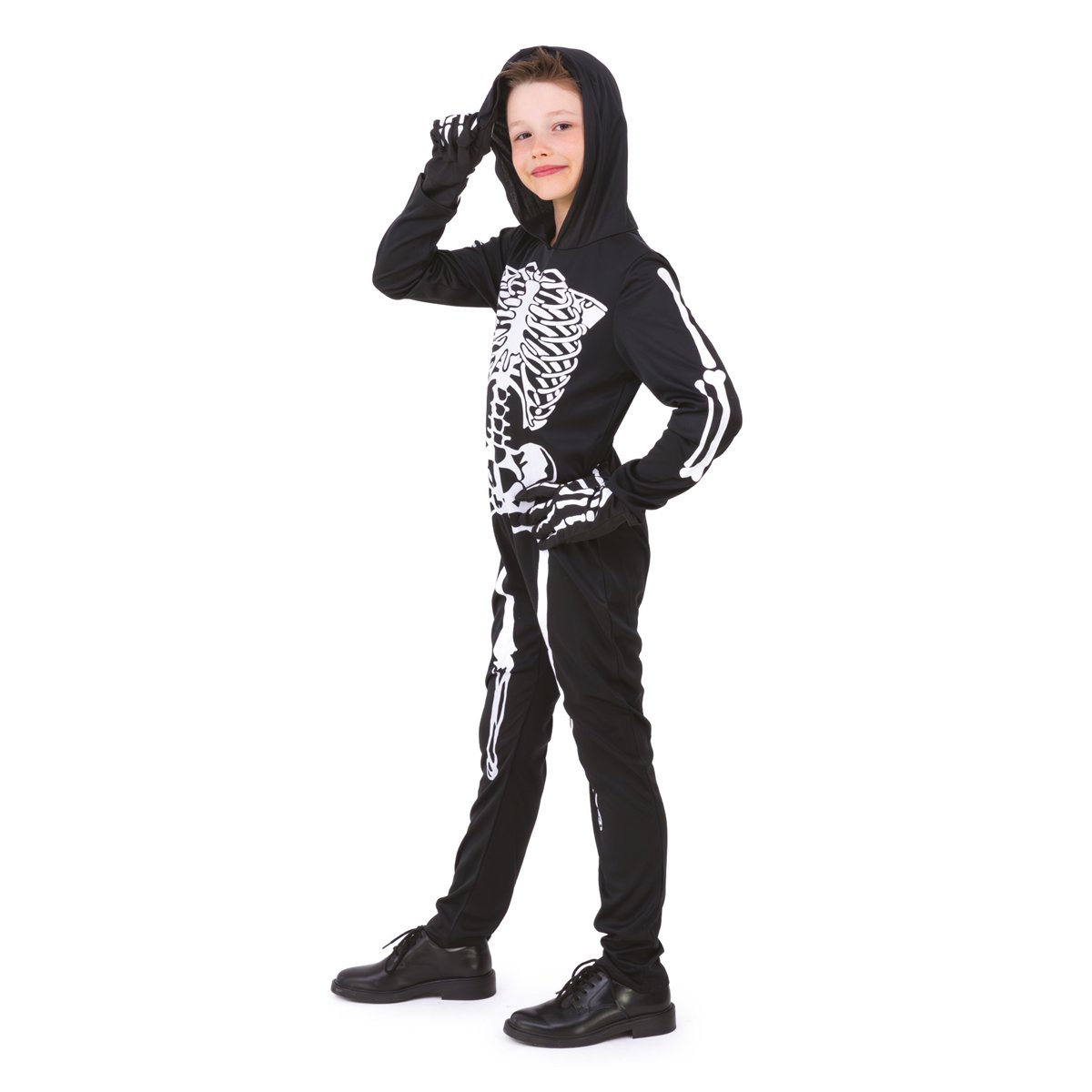 Skeletkostume sort og hvid 120-130 cm Skeletkostume sort og hvid 120-130 cm