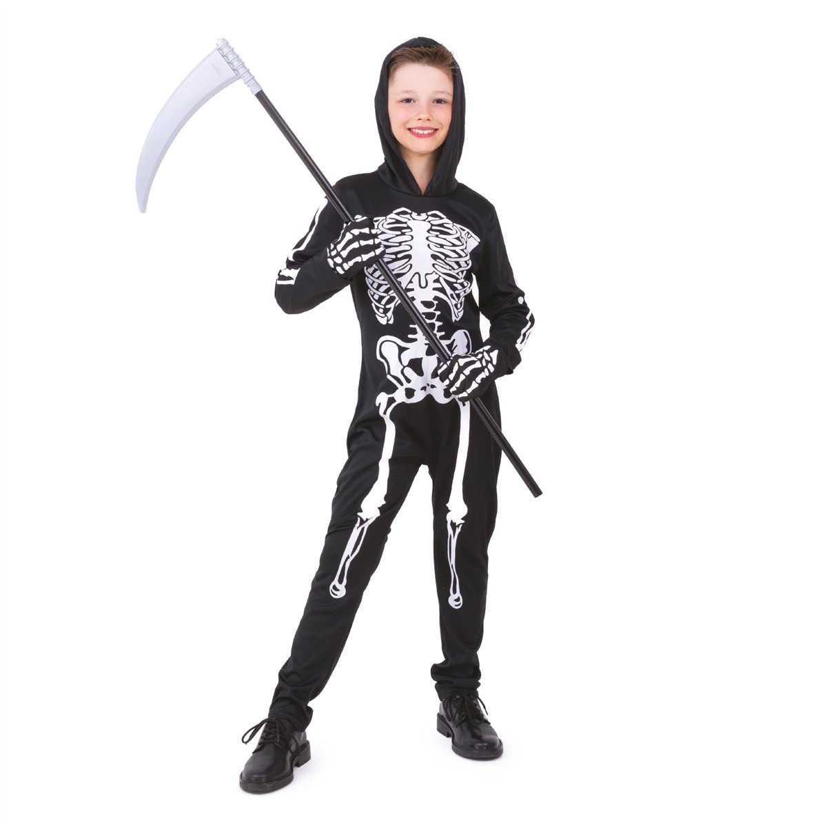 Skeletkostume sort og hvid 120-130 cm Skeletkostume sort og hvid 120-130 cm