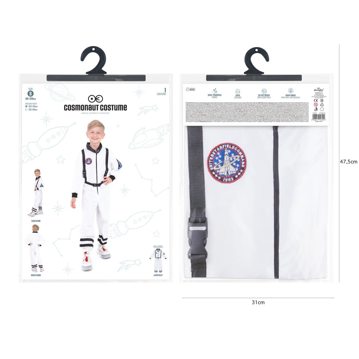 Astronautkostume til børn hvid polyester 110-120 cm Astronautkostume til børn hvid polyester 110-120 cm