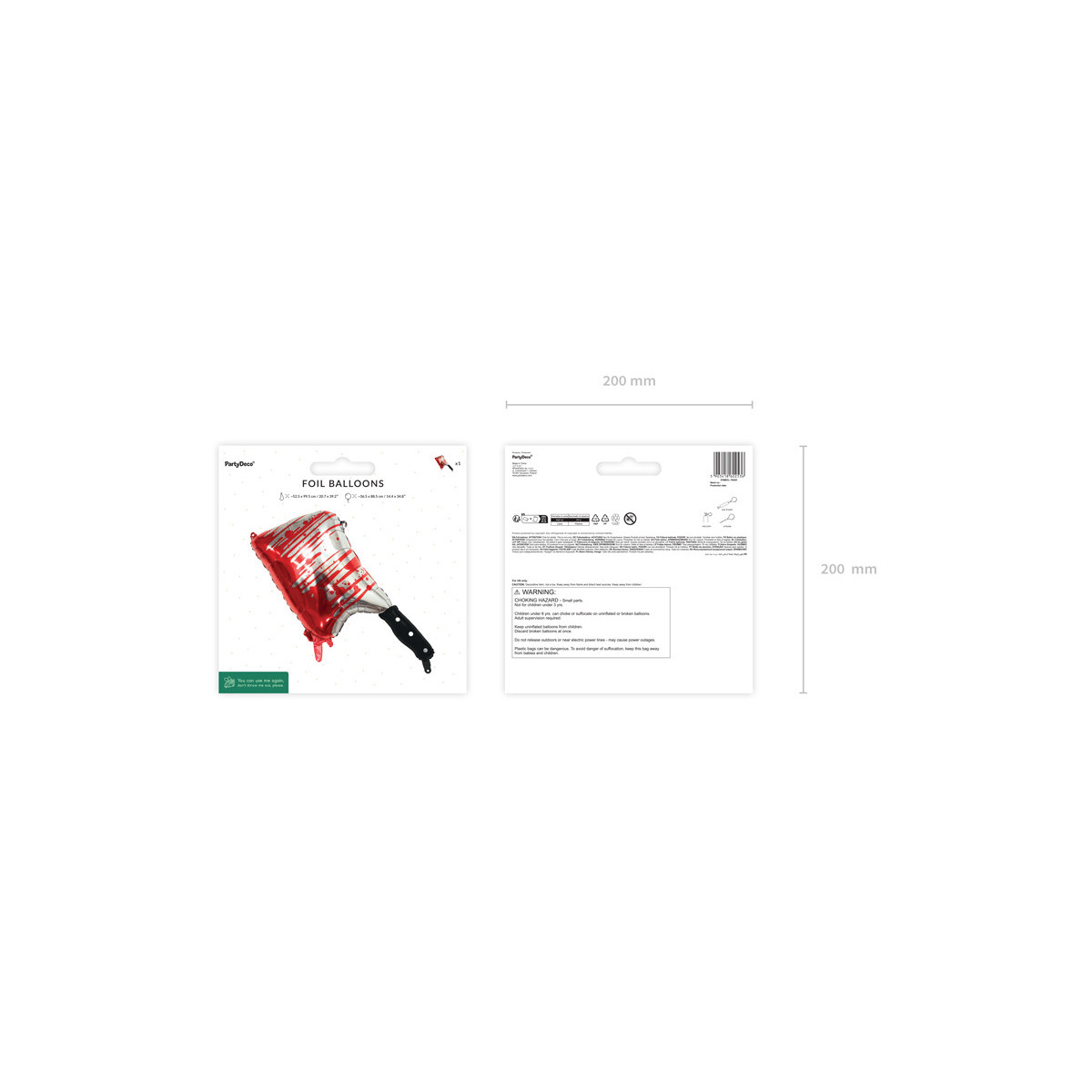 Foil Balloon Cleaver with Blood, 36.5x88.5 cm, mix Foil Balloon Cleaver with Blood, 36.5x88.5 cm, mix