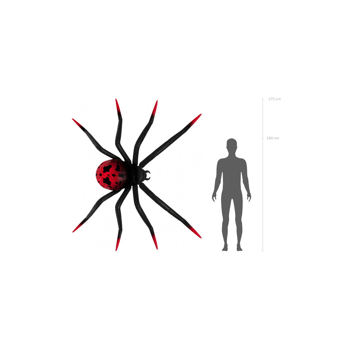 Foil Standing Balloon Spider XXL, 275x152 cm, black and red