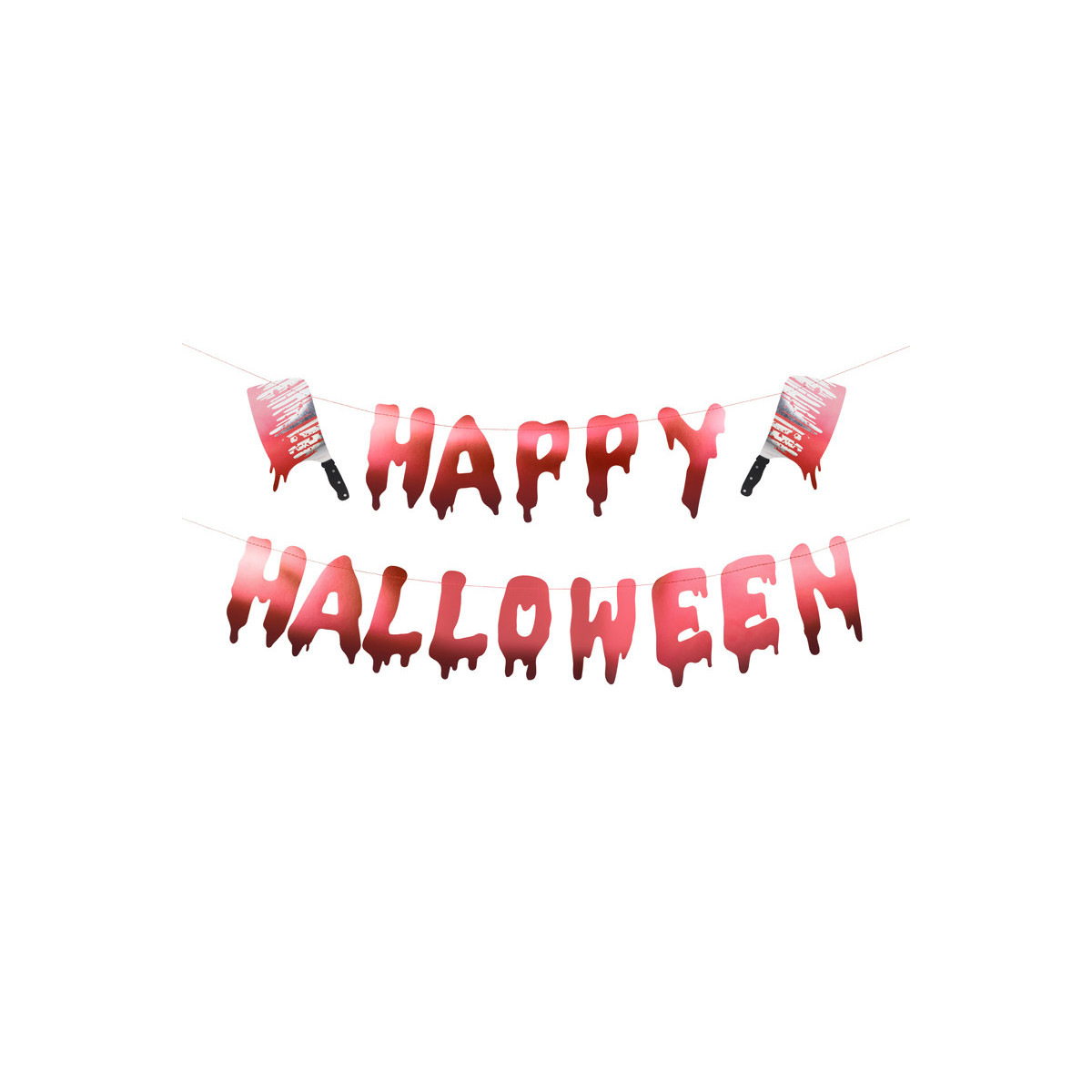 Banner Happy Halloween with cleavers, 120 cm, red Banner Happy Halloween with cleavers, 120 cm, red
