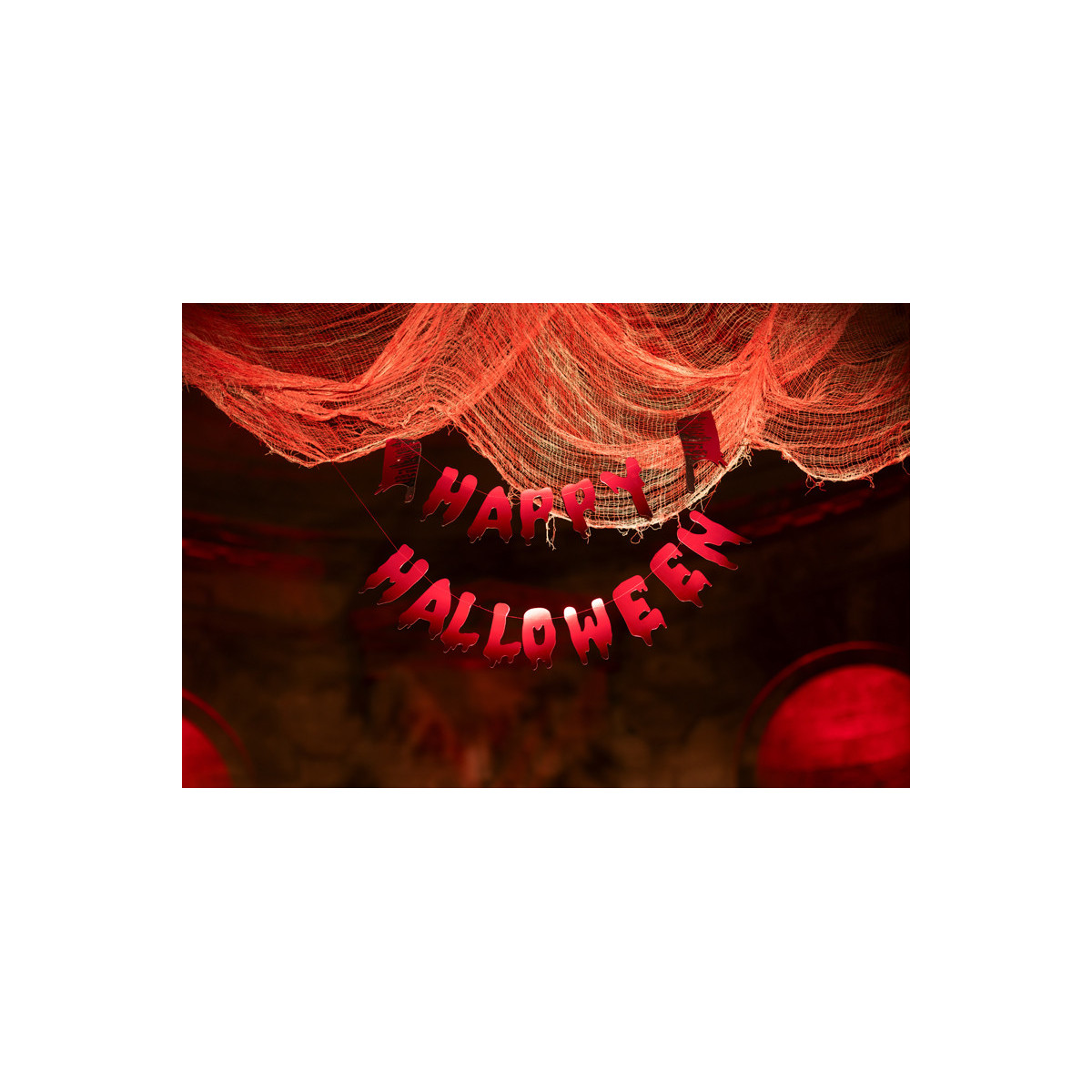 Banner Happy Halloween with cleavers, 120 cm, red Banner Happy Halloween with cleavers, 120 cm, red