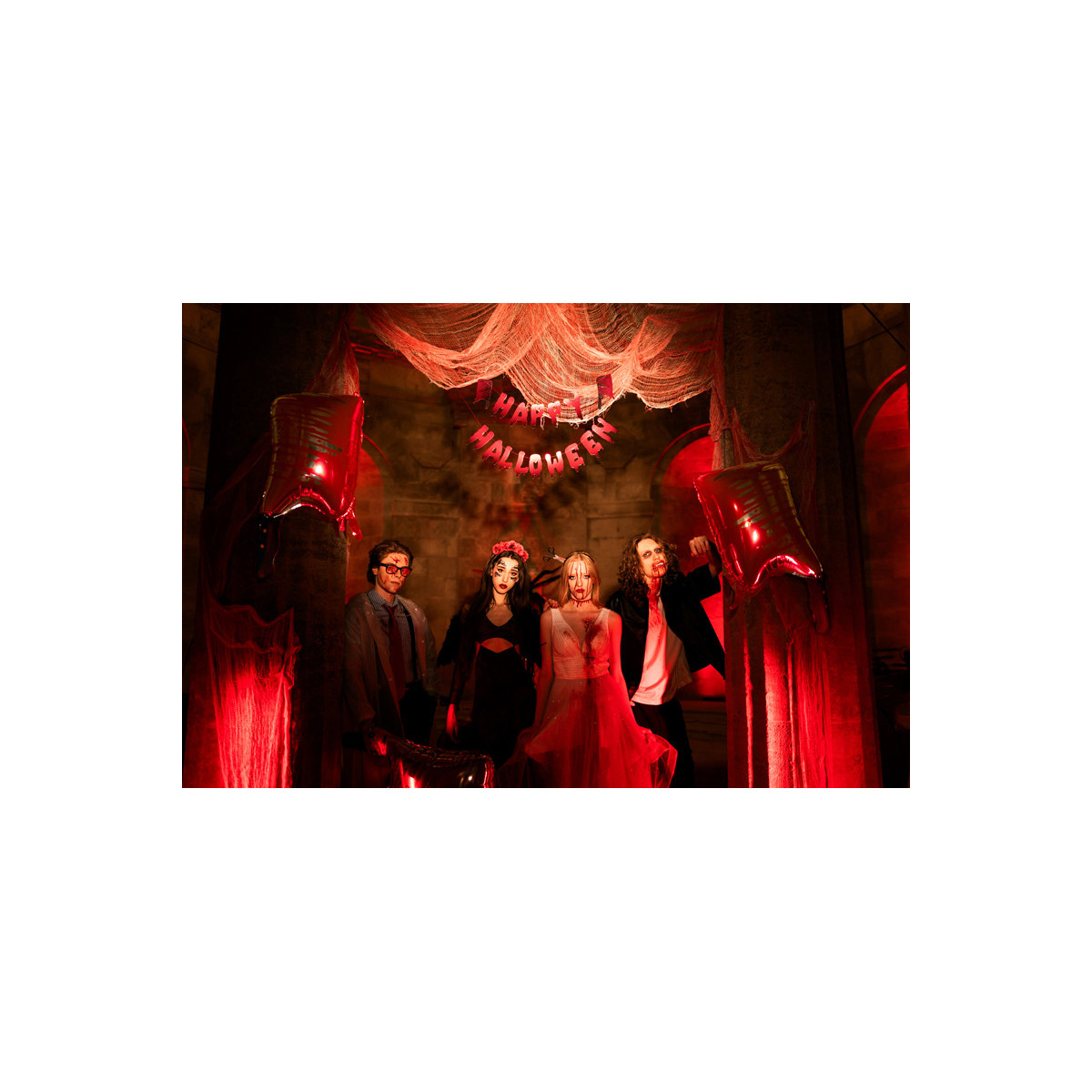 Banner Happy Halloween with cleavers, 120 cm, red Banner Happy Halloween with cleavers, 120 cm, red