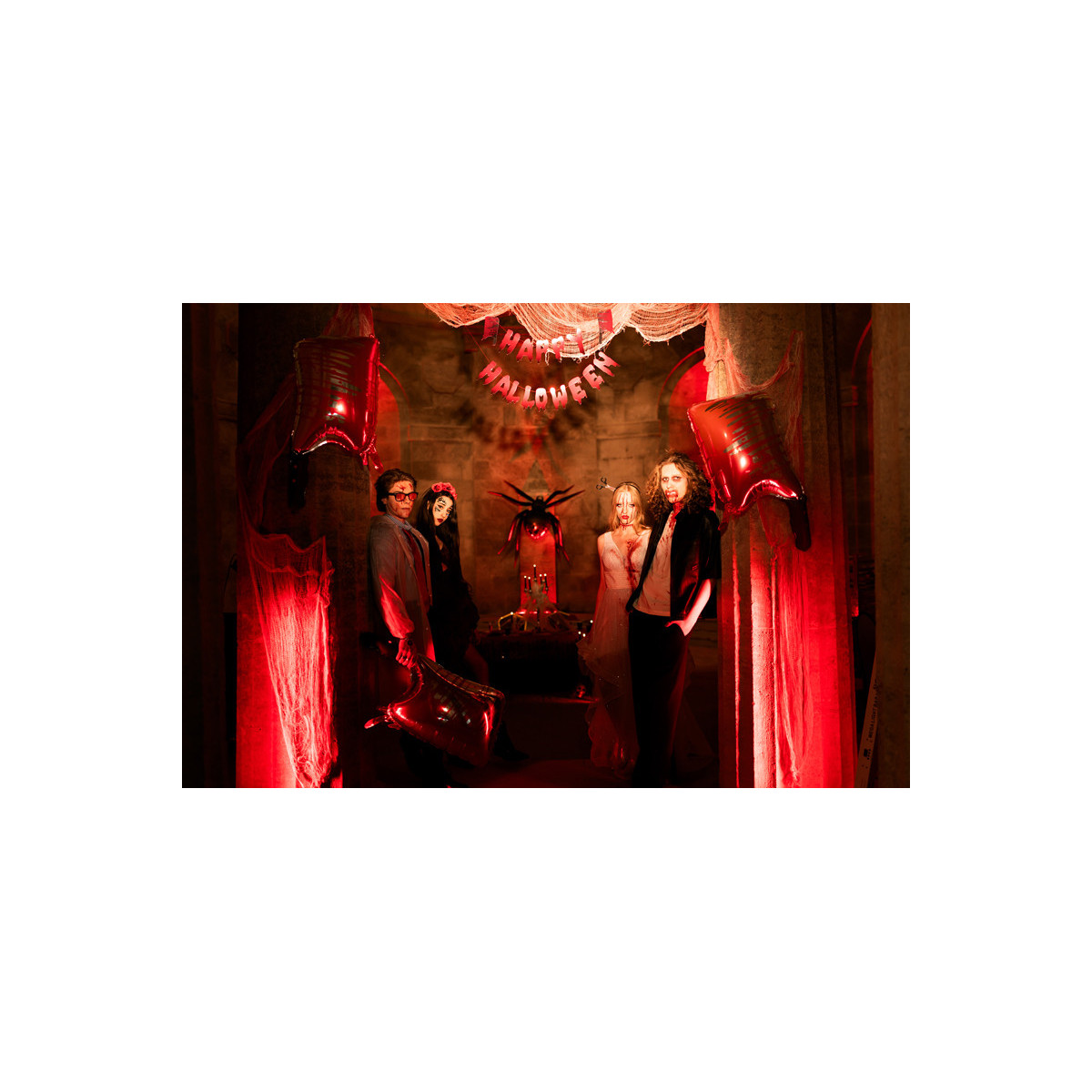 Banner Happy Halloween with cleavers, 120 cm, red Banner Happy Halloween with cleavers, 120 cm, red