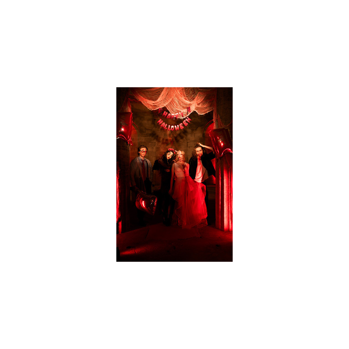 Banner Happy Halloween with cleavers, 120 cm, red Banner Happy Halloween with cleavers, 120 cm, red
