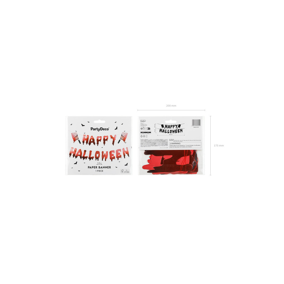 Banner Happy Halloween with cleavers, 120 cm, red Banner Happy Halloween with cleavers, 120 cm, red