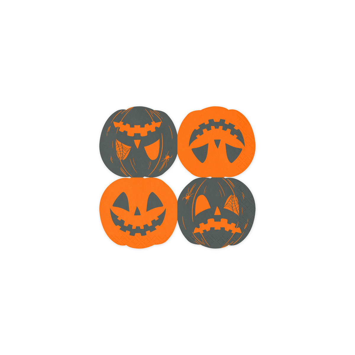 Napkins Scary pumpkins, 16.5x15 cm, orange and black (1 pkt / 20 pc.) Napkins Scary pumpkins, 16.5x15 cm, orange and black (1 pkt / 20 pc.)