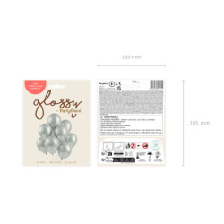 Glossy Balloons 30cm, silver (1 pkt / 10 pc.) Glossy Balloons 30cm, silver (1 pkt / 10 pc.)