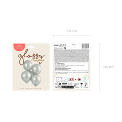 Glossy Balloons 46cm, silver (1 pkt / 5 pc.)