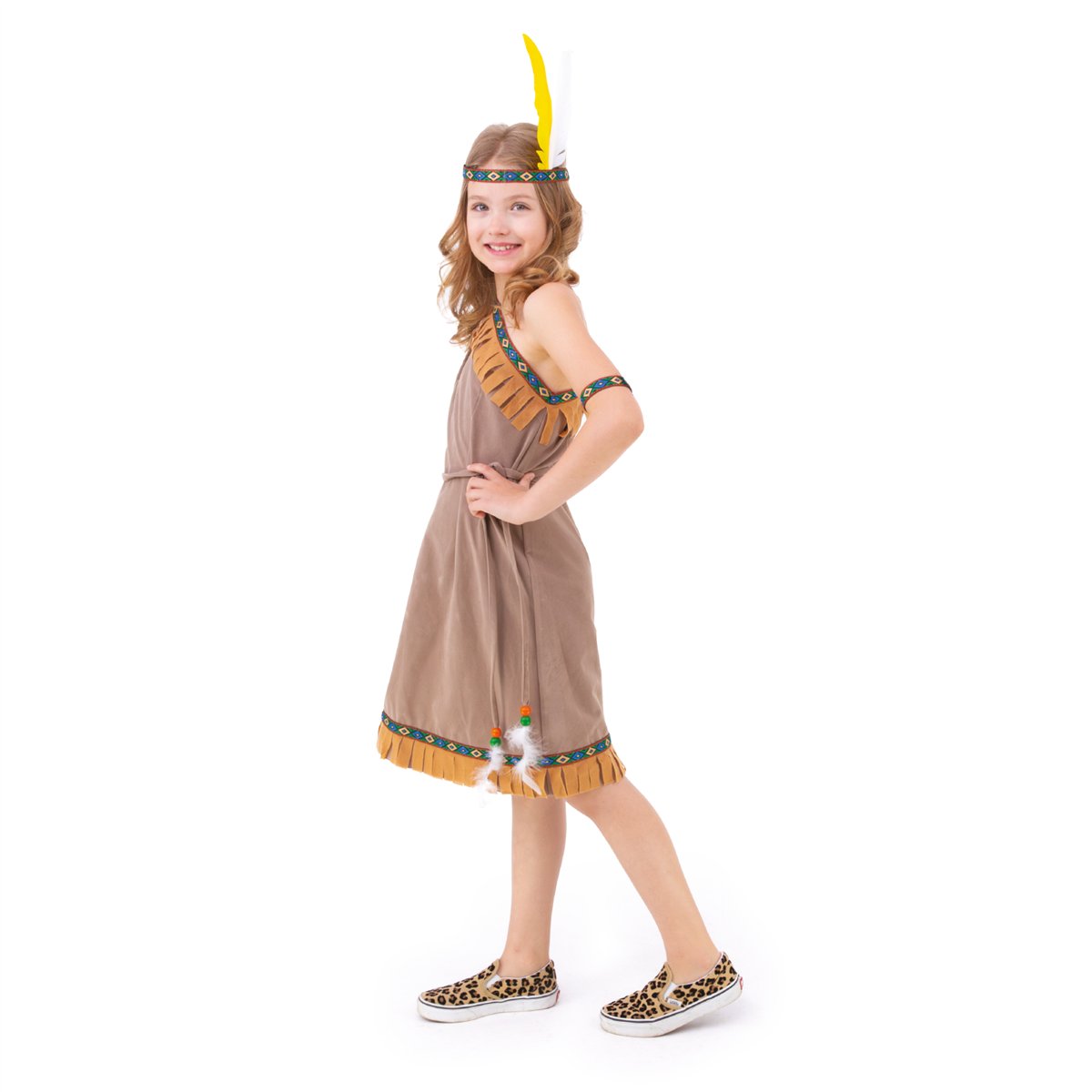 Indian kostume kjole og tilbeh&oslash;r 140-150 cm