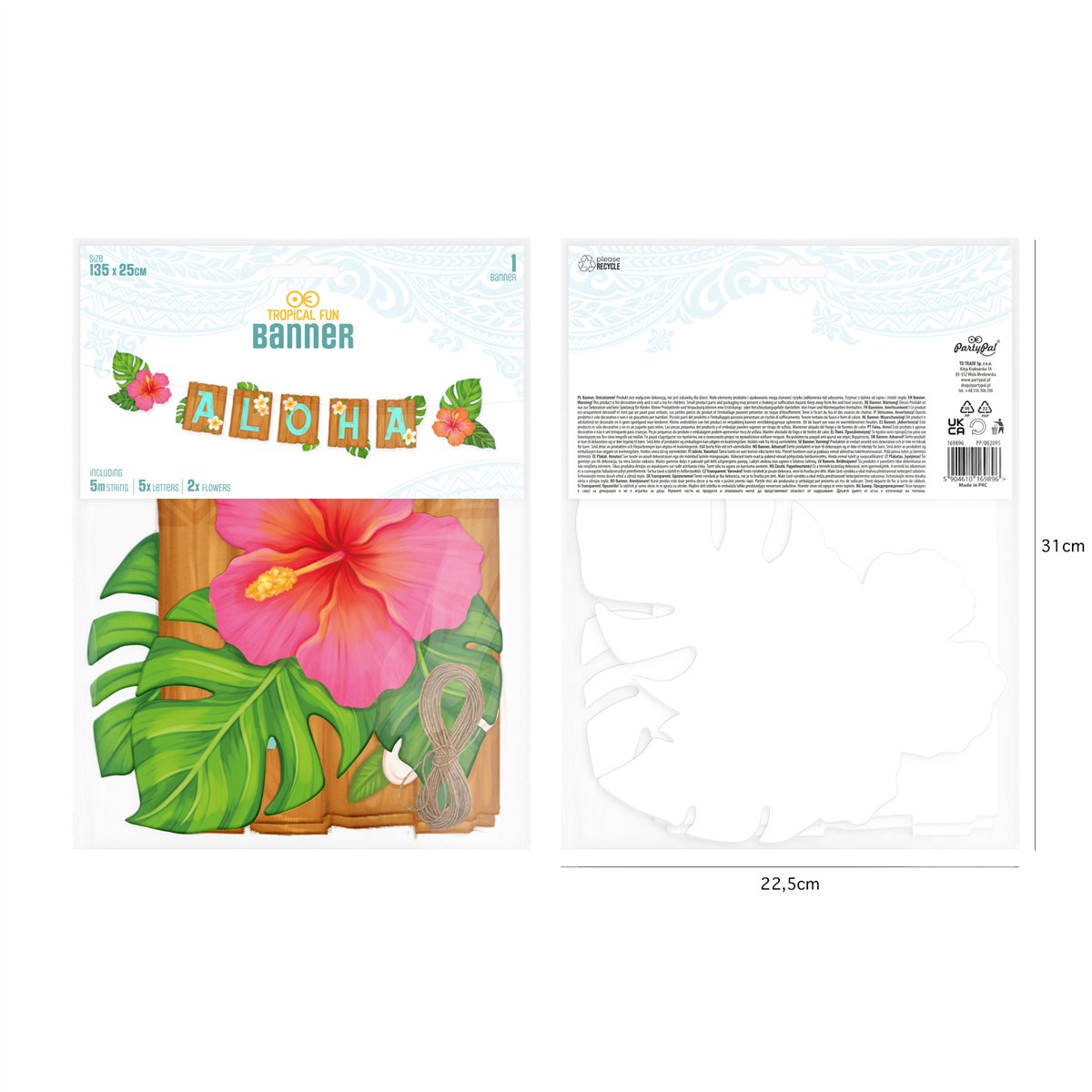 Baner Aloha 135x25cm  Tropisk Blomstermotiv 