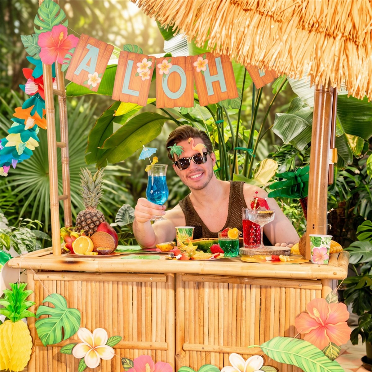 Baner Aloha 135x25cm  Tropisk Blomstermotiv 