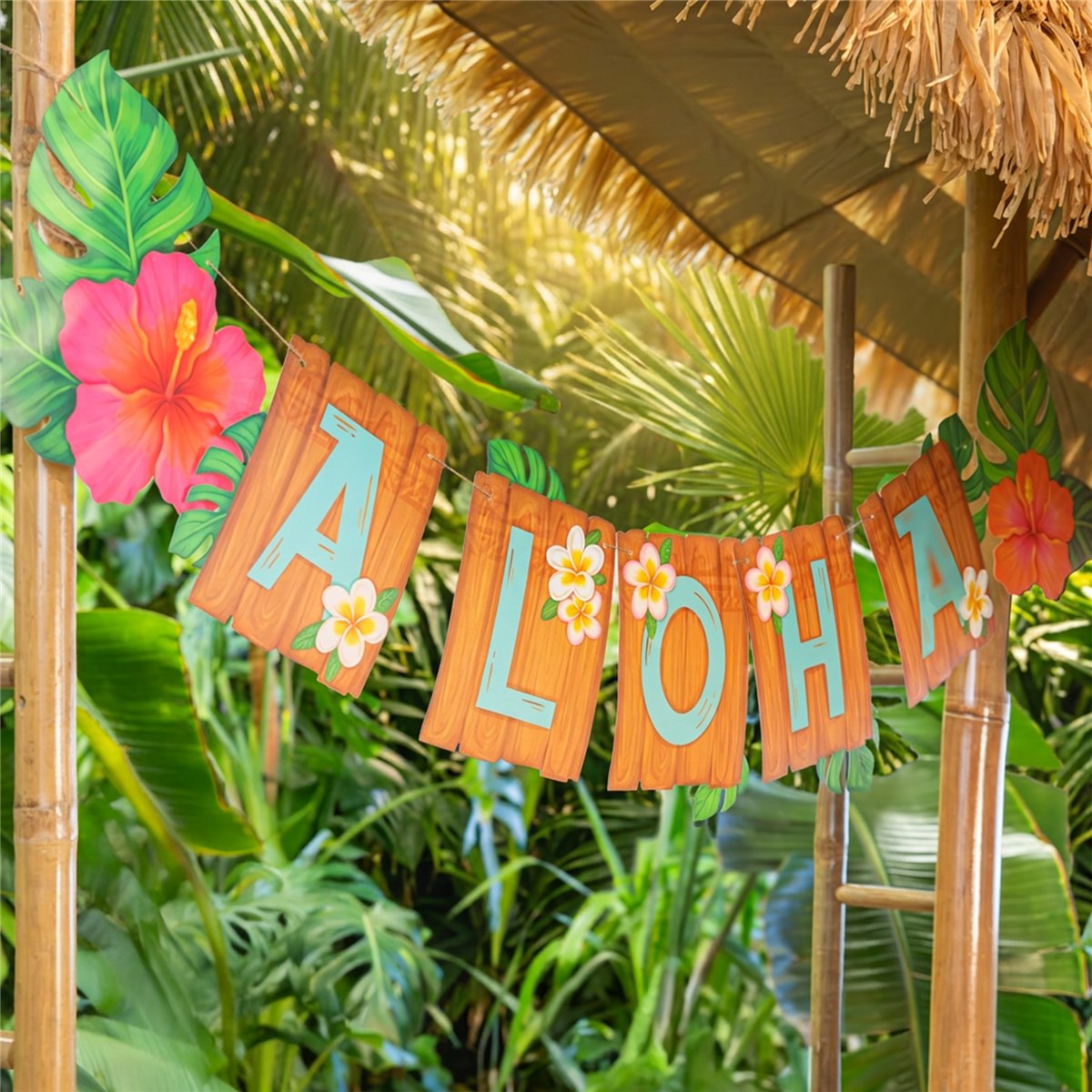 Baner Aloha 135x25cm  Tropisk Blomstermotiv 