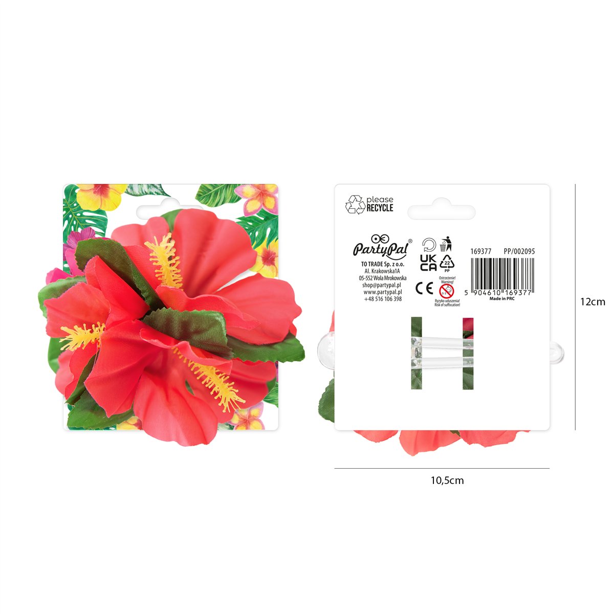 Hawaiiblomst Hårklips hårspænde med rød blomst Hawaiiblomst Hårklips hårspænde med rød blomst