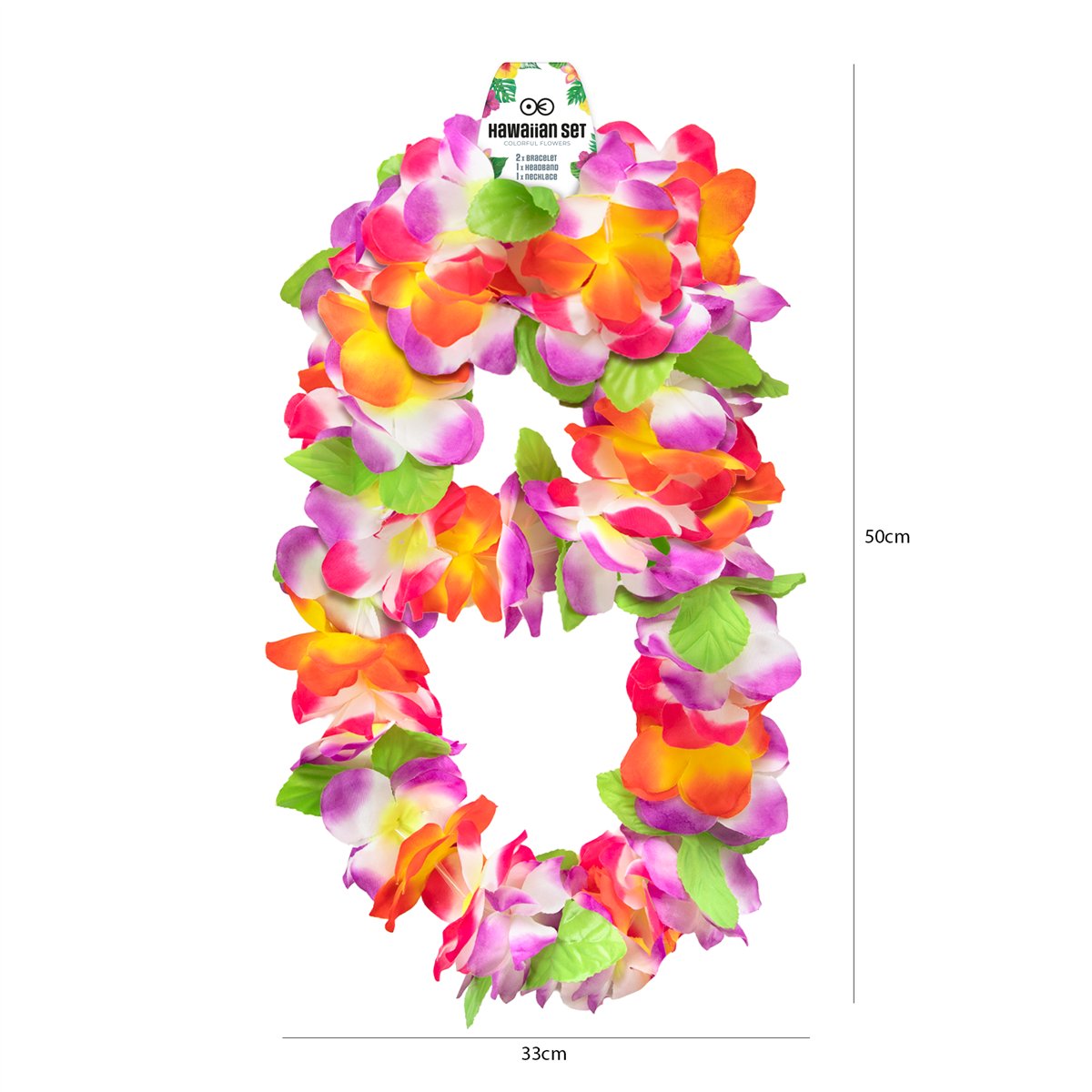 Hawaiiansk Blomsters&aelig;t Lyser&oslash;d og Lilla 4 dele