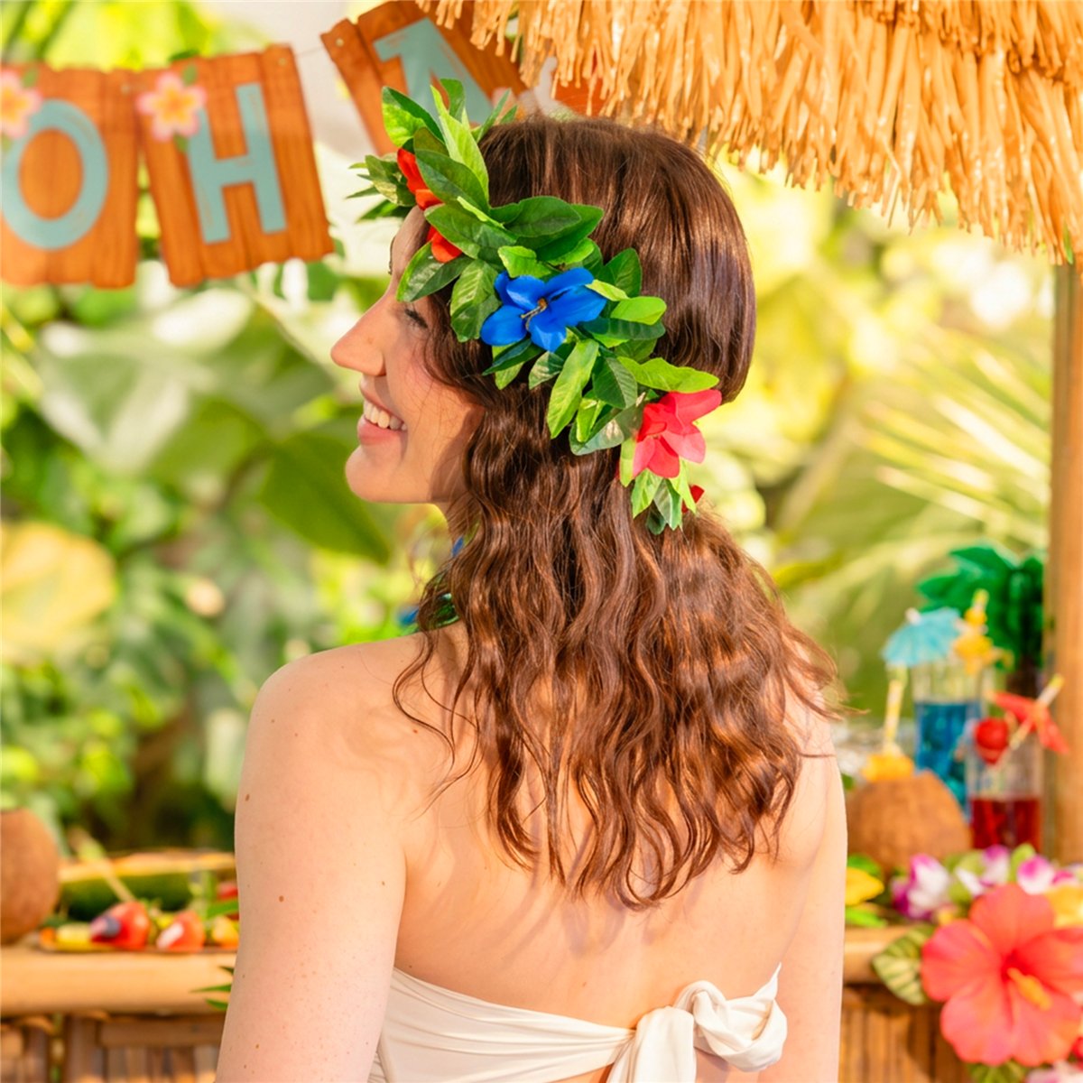 Hawaiiansk Blomsters&aelig;t Gr&oslash;nt  4 dele
