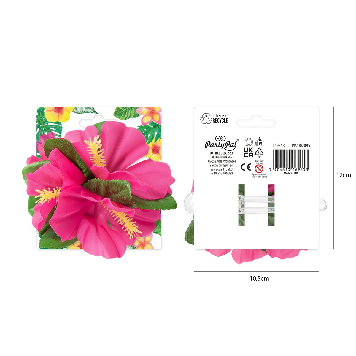 Hårklips Hawaiiblomst fuchsia blomster 12 cm Hårklips Hawaiiblomst fuchsia blomster 12 cm