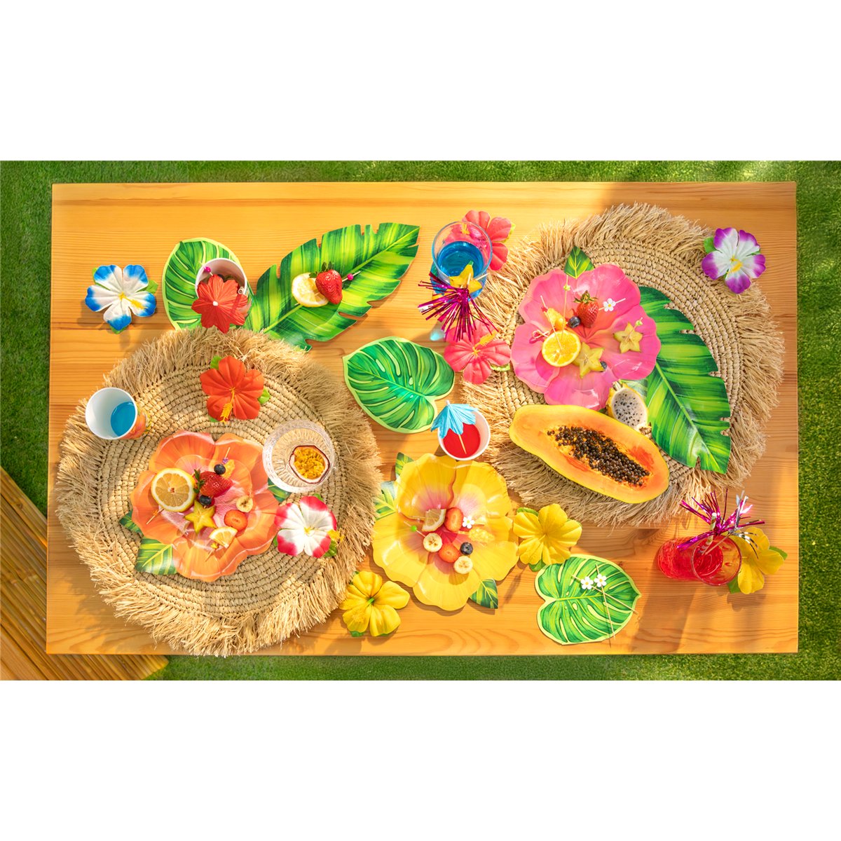 18 stk. Tropiske Hawaiianske dekorative blomsterkonfetti