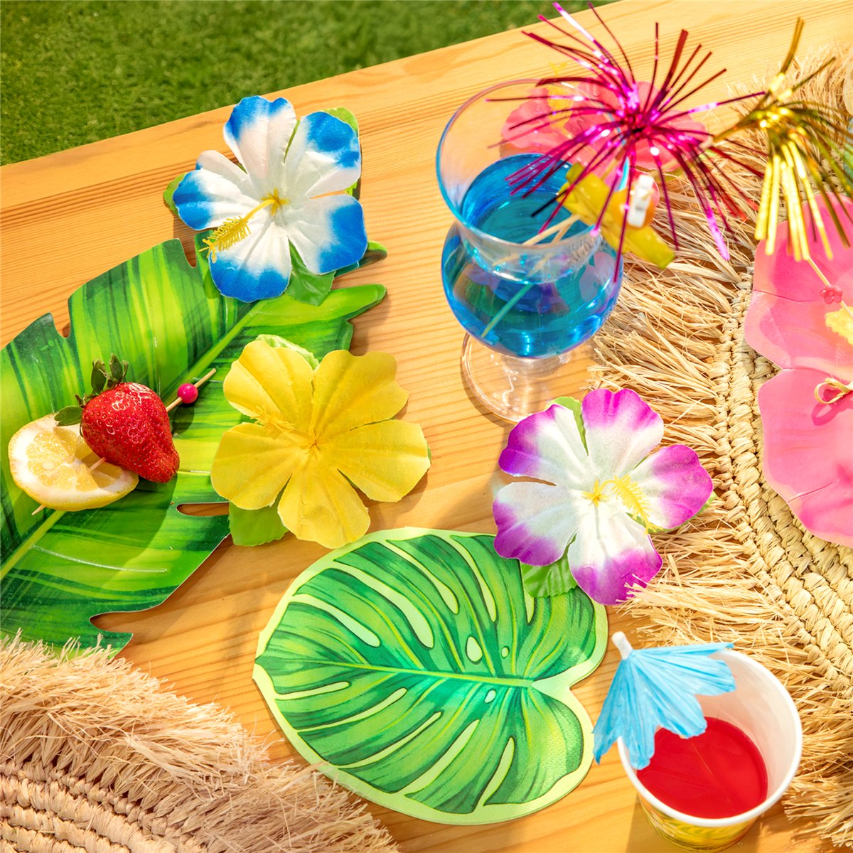 18 stk. Tropiske Hawaiianske dekorative blomsterkonfetti