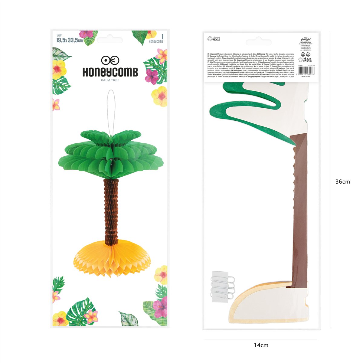 1 stk. Honeycomb H&aelig;ngende dekoration med honningkagepalme