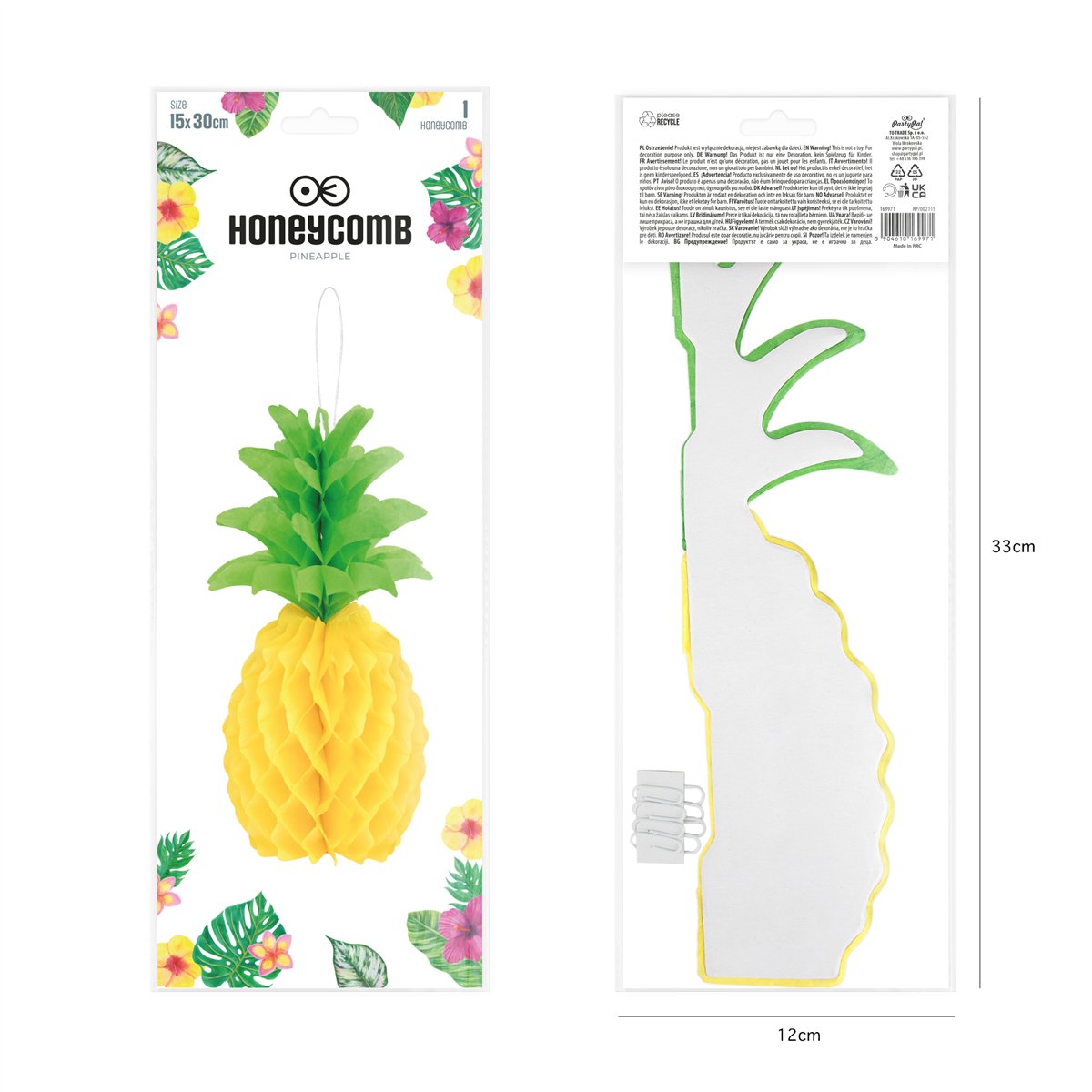 Honeycomb h&aelig;ngende ananas flerfarvet 