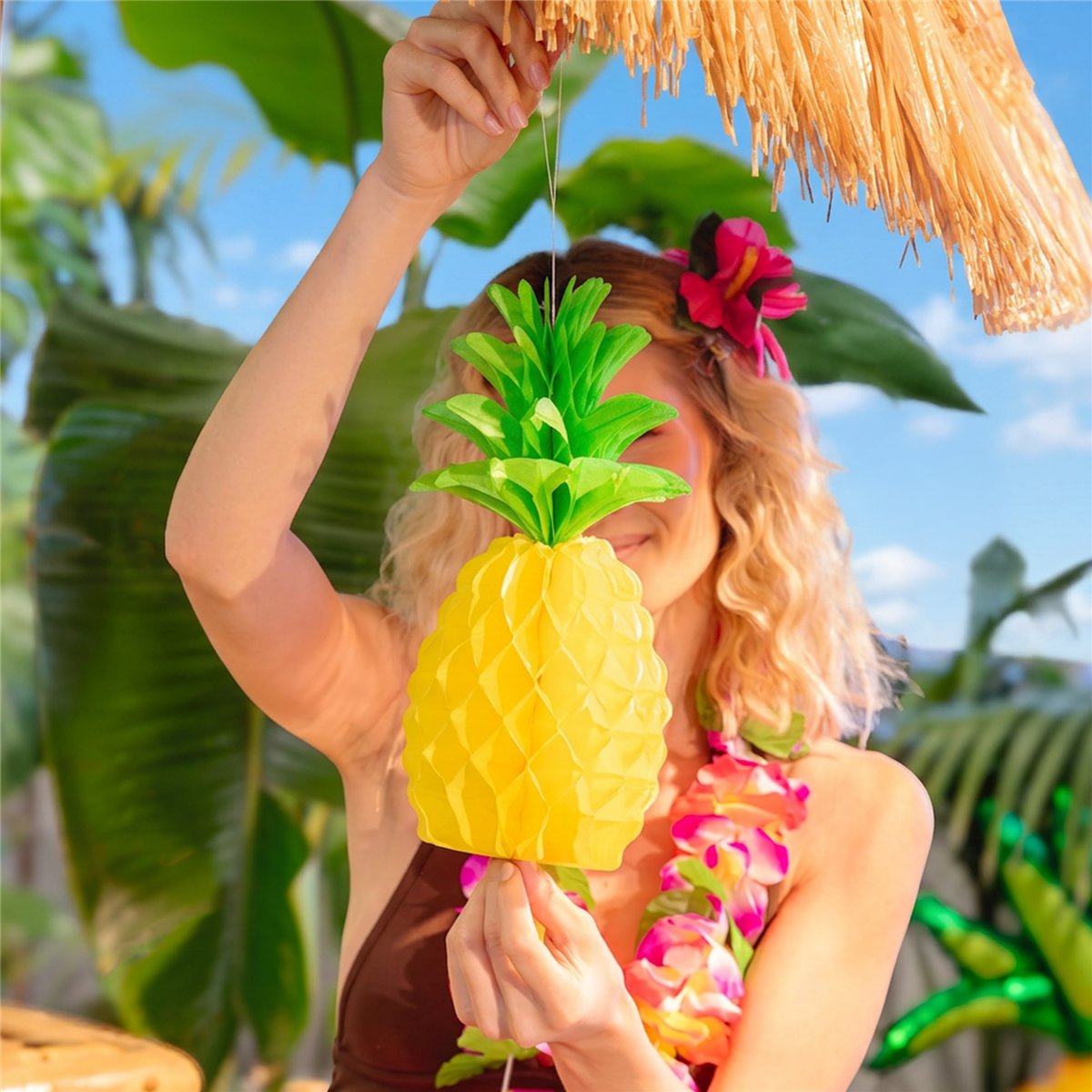 Honeycomb h&aelig;ngende ananas flerfarvet 