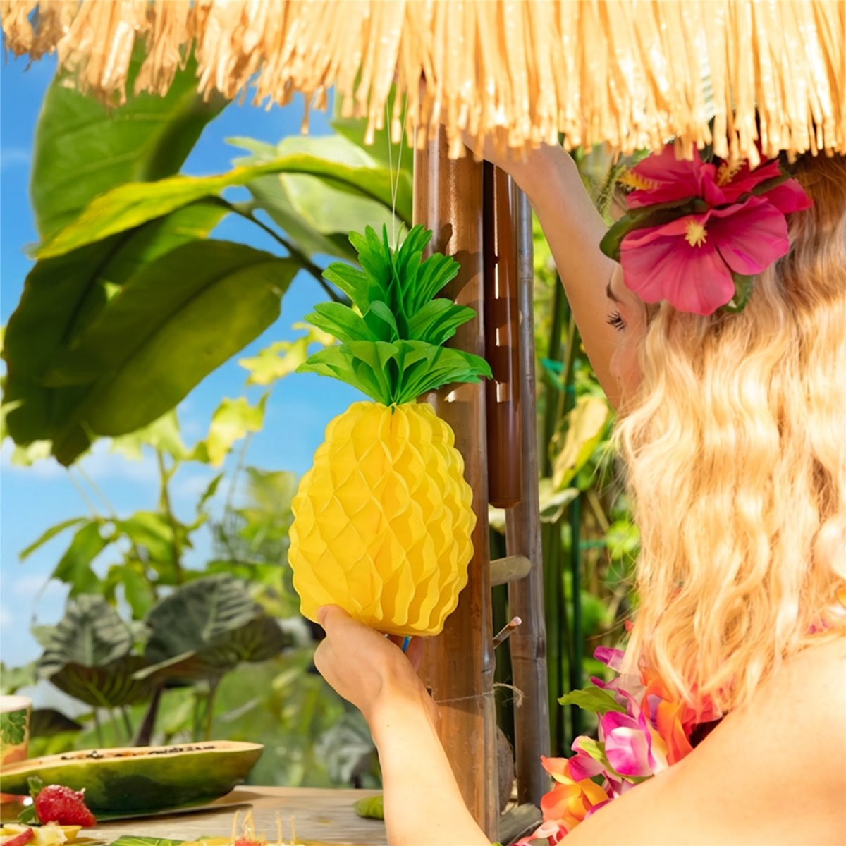 Honeycomb h&aelig;ngende ananas flerfarvet 