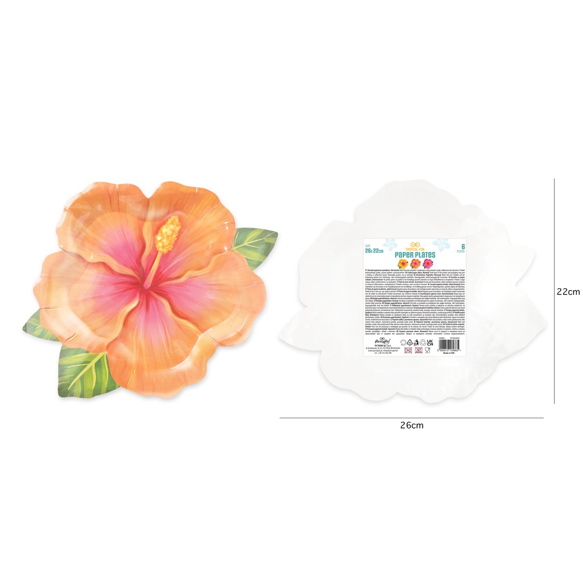 Tropiske blomster paptallerkener Aloha  Multifarvet