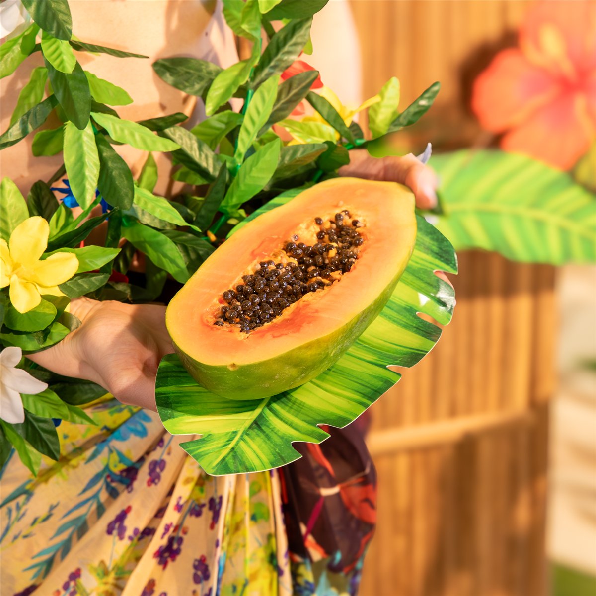 3 stk. Tropisk bananblad paptallerken Aloha 