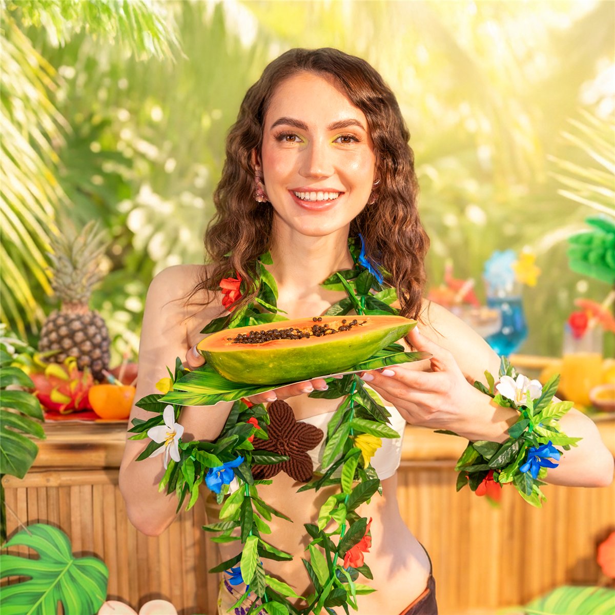 3 stk. Tropisk bananblad paptallerken Aloha 